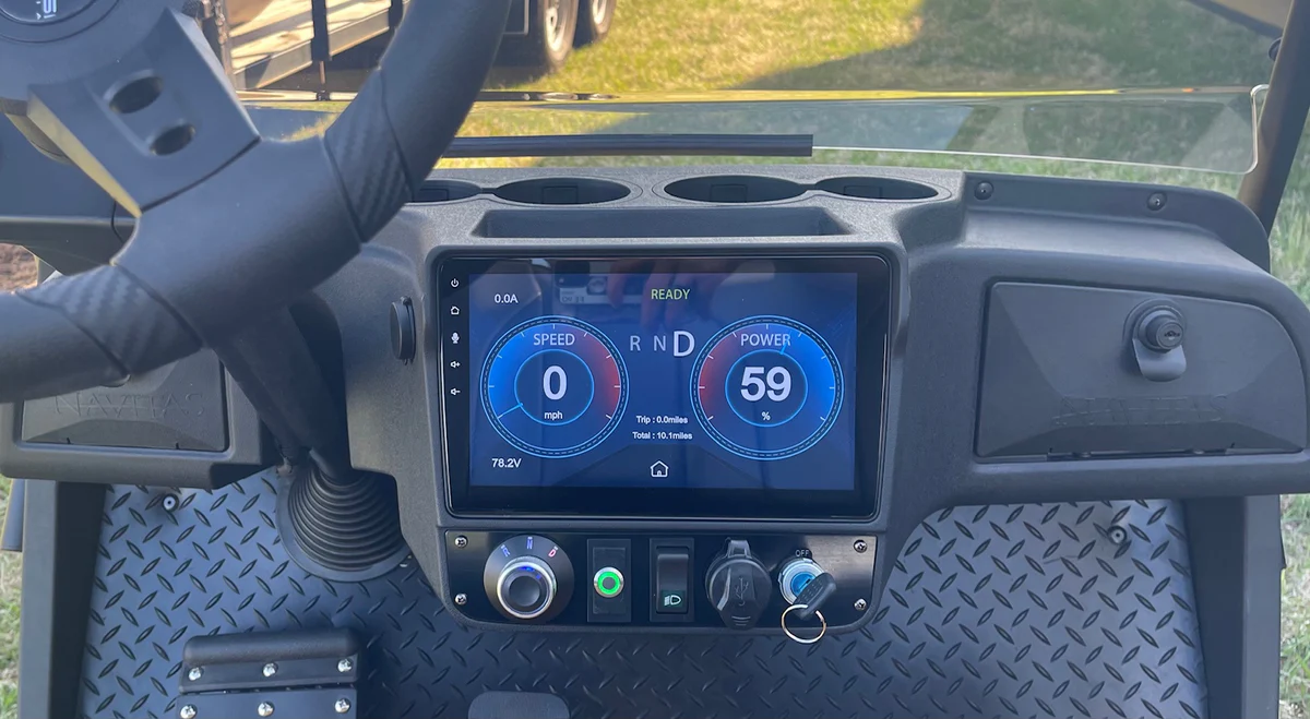 How fast does a golf cart go shown on a digital speedometer dash