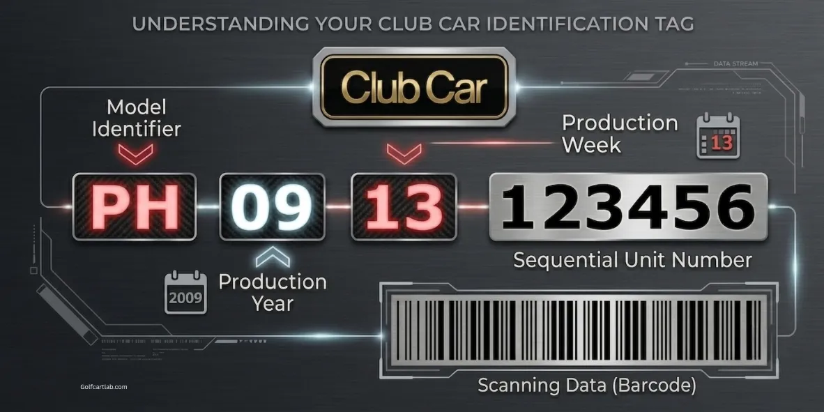 Club Car serial number lookup identification tag decode diagram
