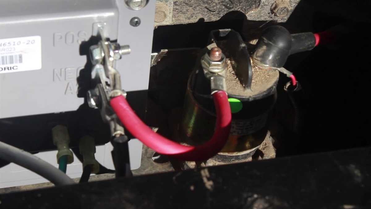 Golf cart glossary components close-up of a solenoid and battery terminals