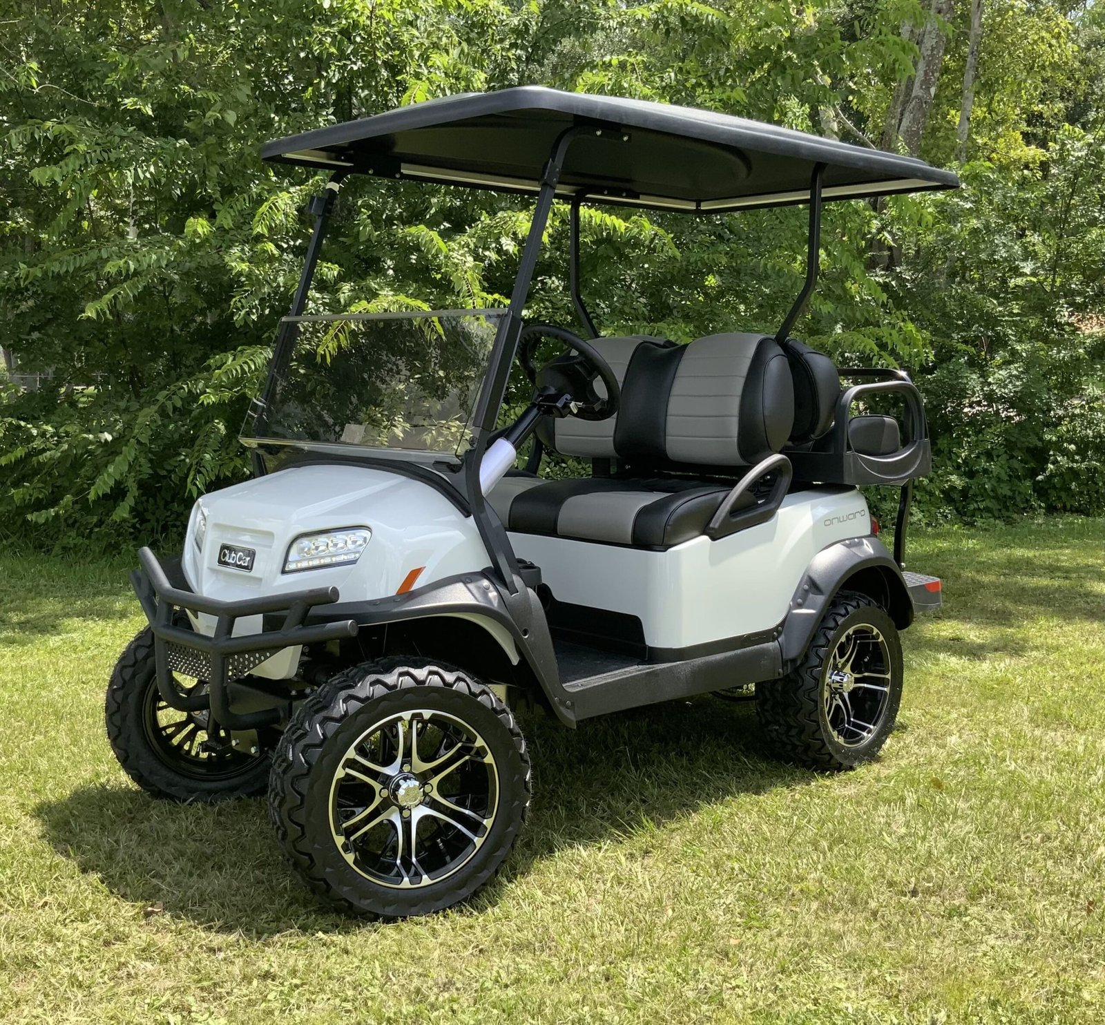Lifted golf cart used to assess whether a DC converter upgrade is worth fitting