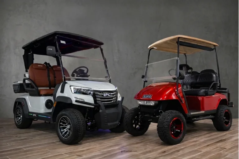 Gas vs electric golf cart comparison showing two carts side by side