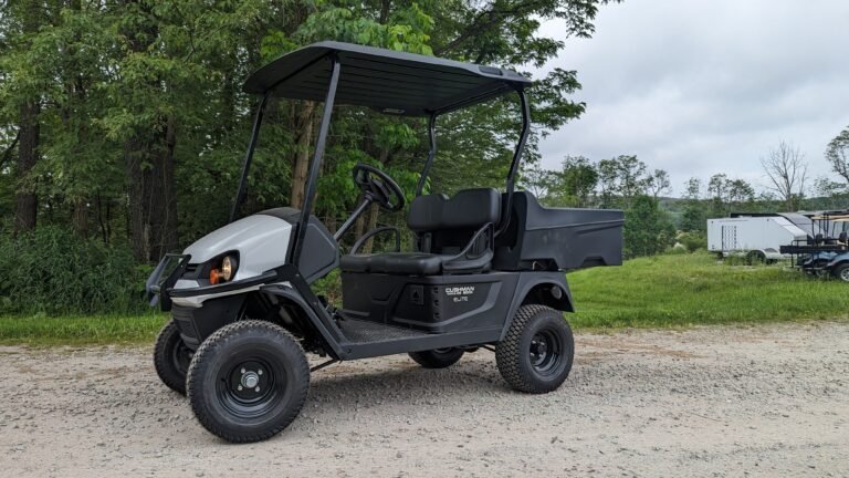 Cushman Hauler utility cart showing the rear wheel and cargo bed area involved in Cushman golf cart brake and transaxle problems
