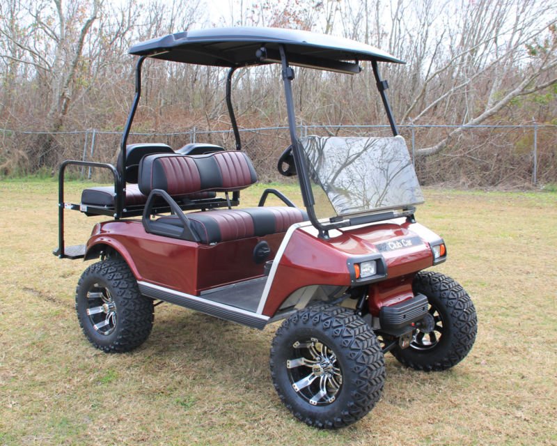 GTW lift kit review, a lifted Club Car on all-terrain tires and chrome wheels