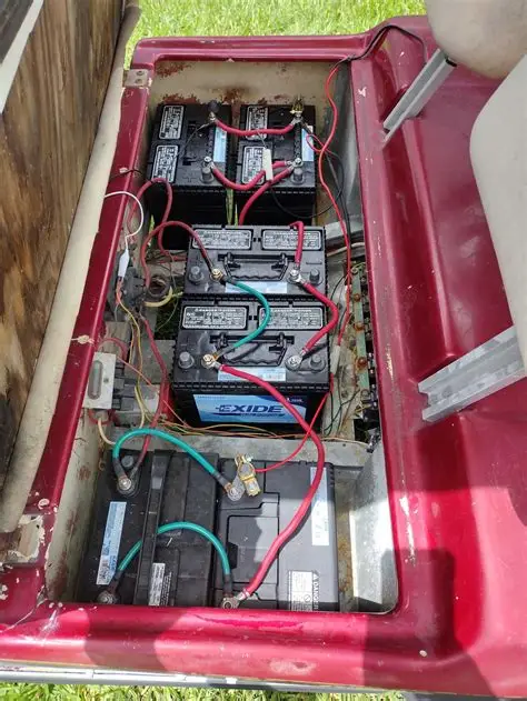 Club Car Precedent battery and wiring bay, where the solenoid, OBC, and pack are tested for no power but the solenoid clicks