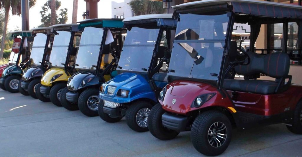 lineup of golf carts comparing which golf cart brand is best