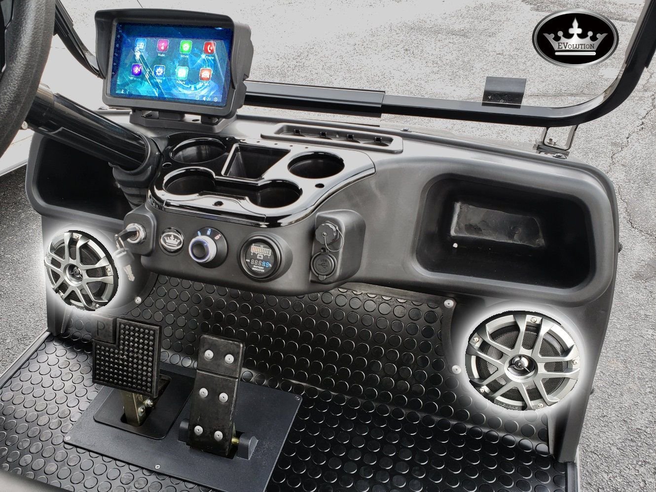 Evolution golf cart dash and battery meter used to diagnose a beeping or blinking warning
