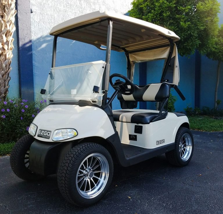 E-Z-GO golf cart used to illustrate micro switch locations for brake, pedal and forward reverse