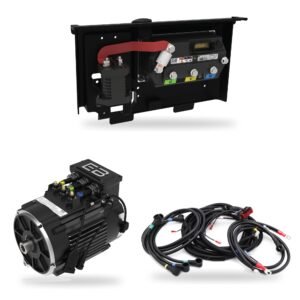 Eco Battery DC to AC Kit for Club Car 2009+, 350A 4kW option: 350A controller on its plate, 4kW AC motor, Club Car AC harness and cables