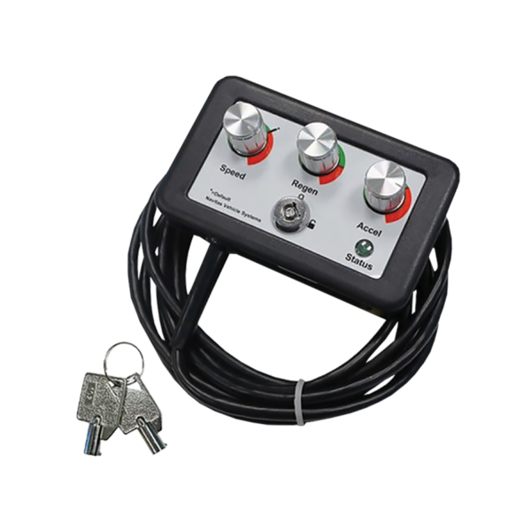 Navitas On-The-Fly programmer with speed, regen and acceleration knobs and key lock, detail view 3