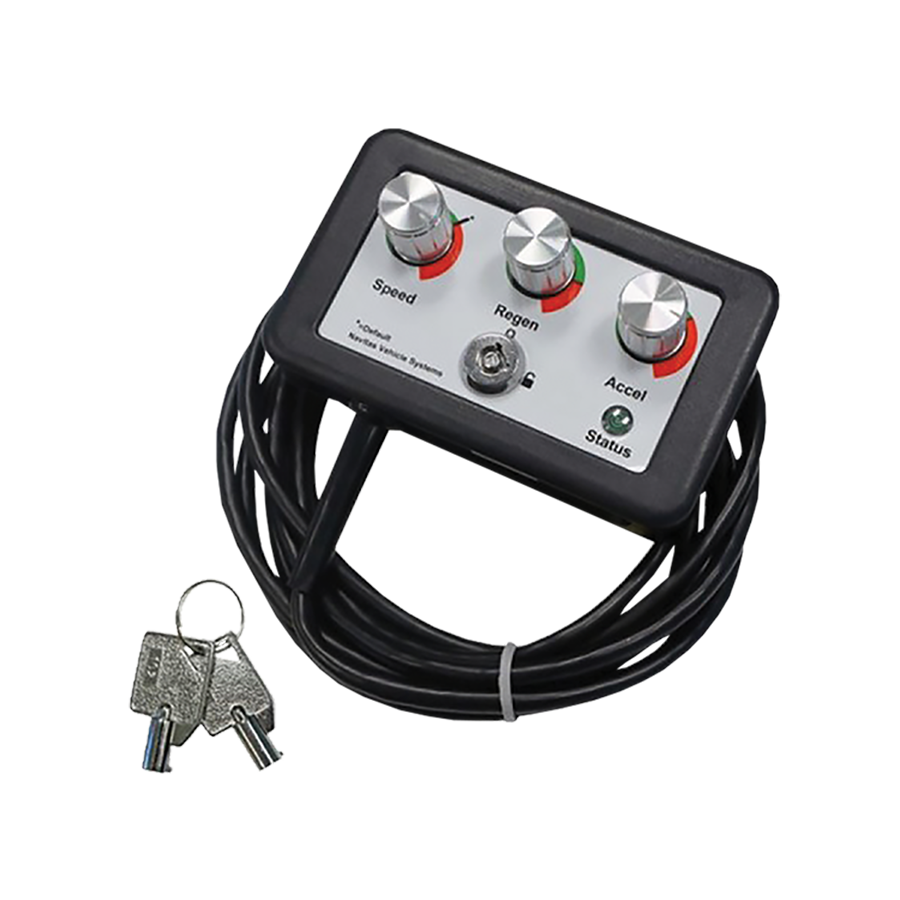 Navitas On-The-Fly programmer with speed, regen and acceleration dials, key lock, status LED and its cable