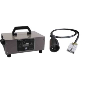 SPE ChargePlus Golf Cart Battery Charger with Club Car 3-pin 48V connector, programmed for flooded lead-acid batteries