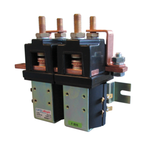 Albright SW202-59 forward and reverse contactor pair on its bracket, 72/80V coil label
